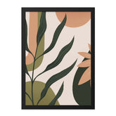Abstract Botanical Wall Art, Modern Leaves Print, Earth Tones Artwork, Minimalist Plant Decor, Geometric Shapes Poster, Framed Art - Tawshia